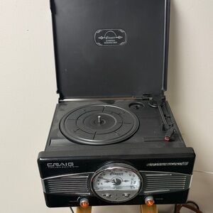 Craig Classic Black Turntable Radio System